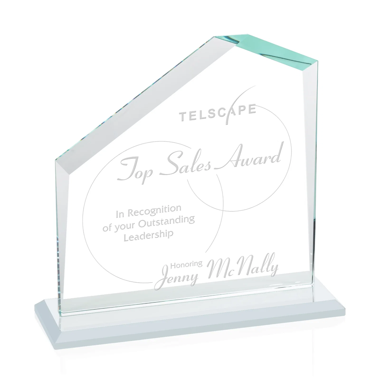 Custom Starfire Crystal Real Estate Award with White Crystal Base for service anniversary gifts