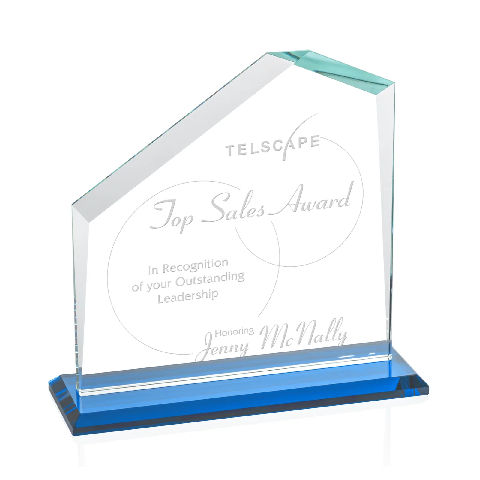 Promotional Starfire Crystal Real Estate Award with White Crystal Base for team milestone celebrations