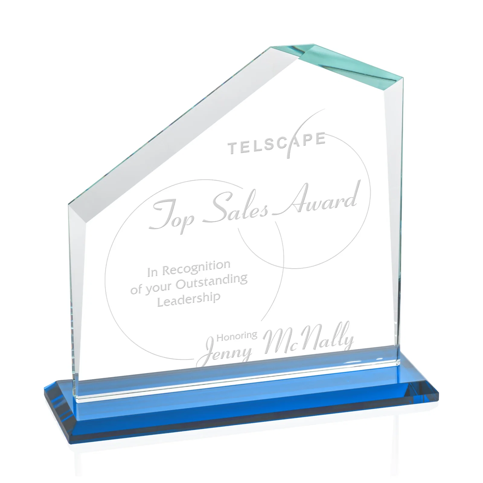 Promotional Starfire Crystal Real Estate Award with White Crystal Base for donor appreciation