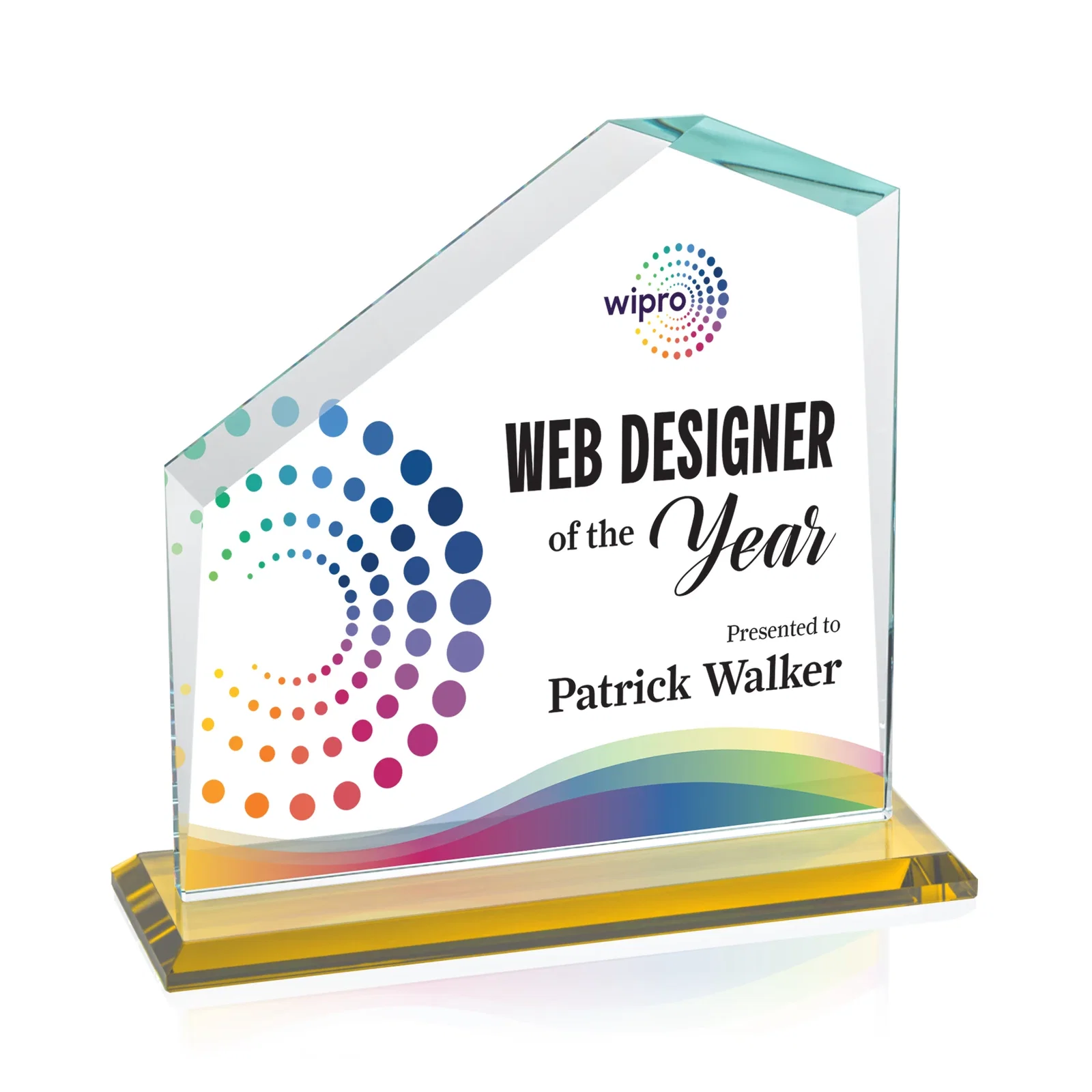 Branded Starfire Crystal Real Estate Award with White Crystal Base for corporate award ceremonies