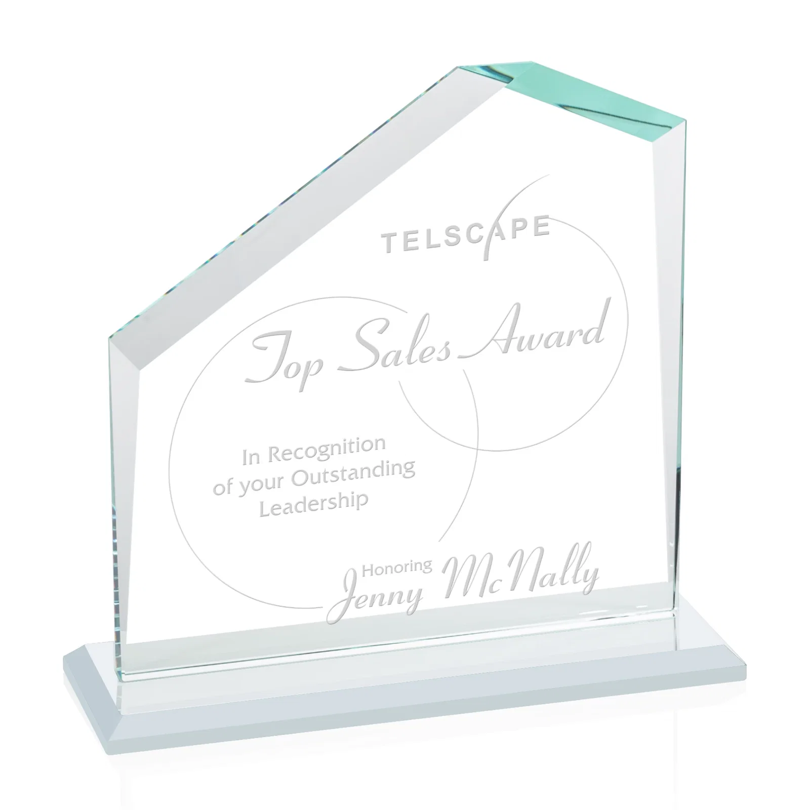 Custom Starfire Crystal Real Estate Award with White Crystal Base for sales achievement awards