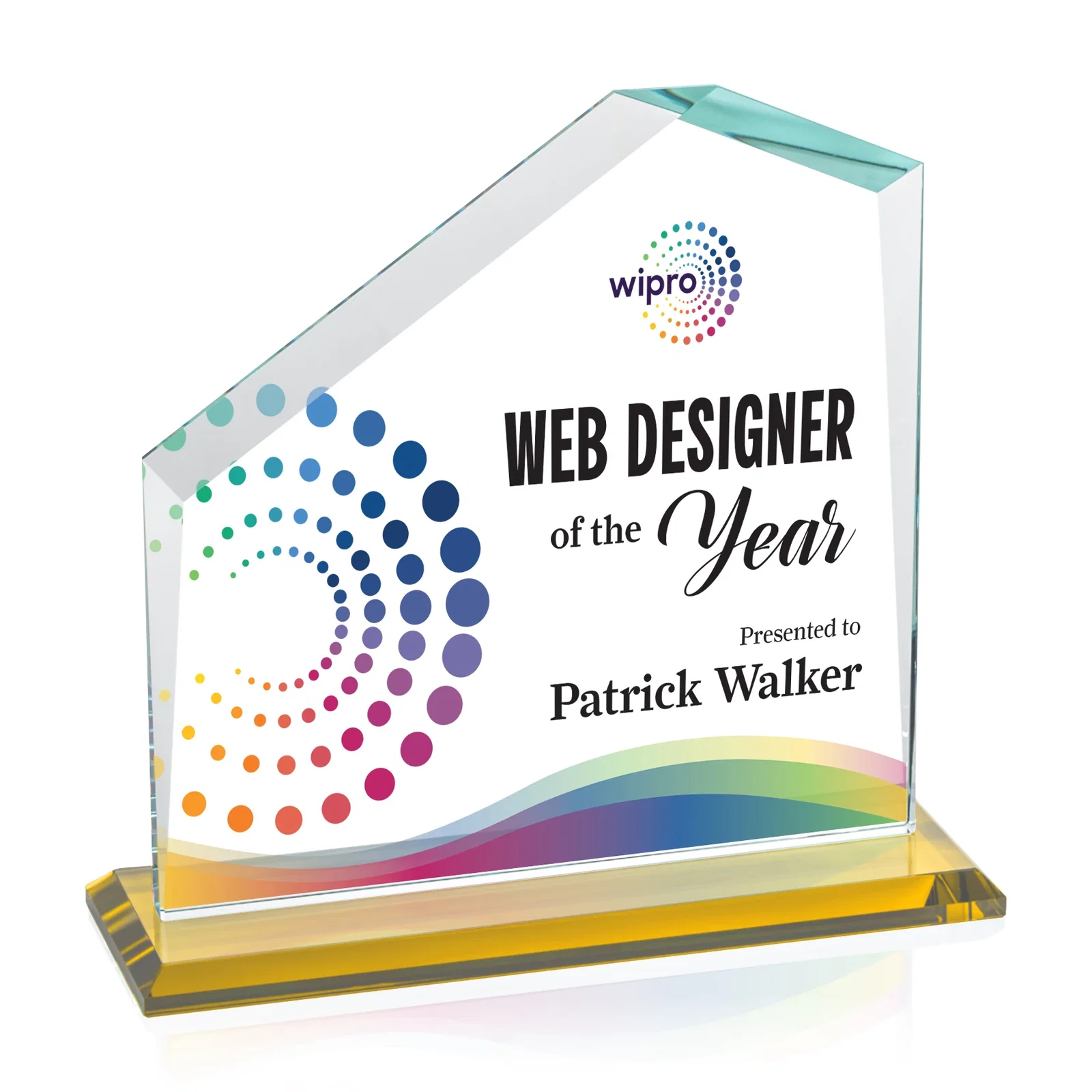 Branded Starfire Crystal Real Estate Award with White Crystal Base for sales achievement awards