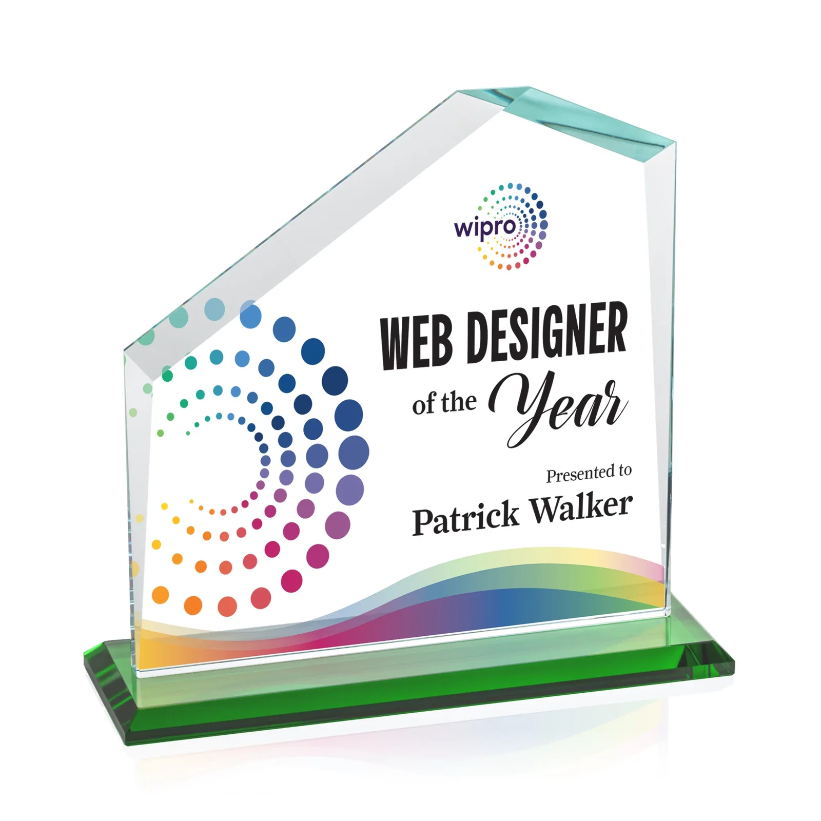 Branded Starfire Crystal Real Estate Award with White Crystal Base for team milestone celebrations