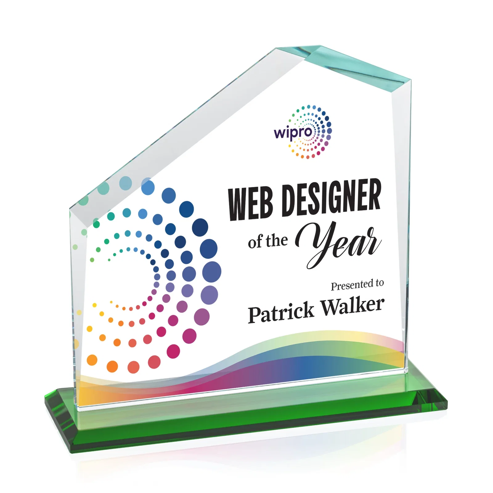 Branded Starfire Crystal Real Estate Award with White Crystal Base for donor appreciation