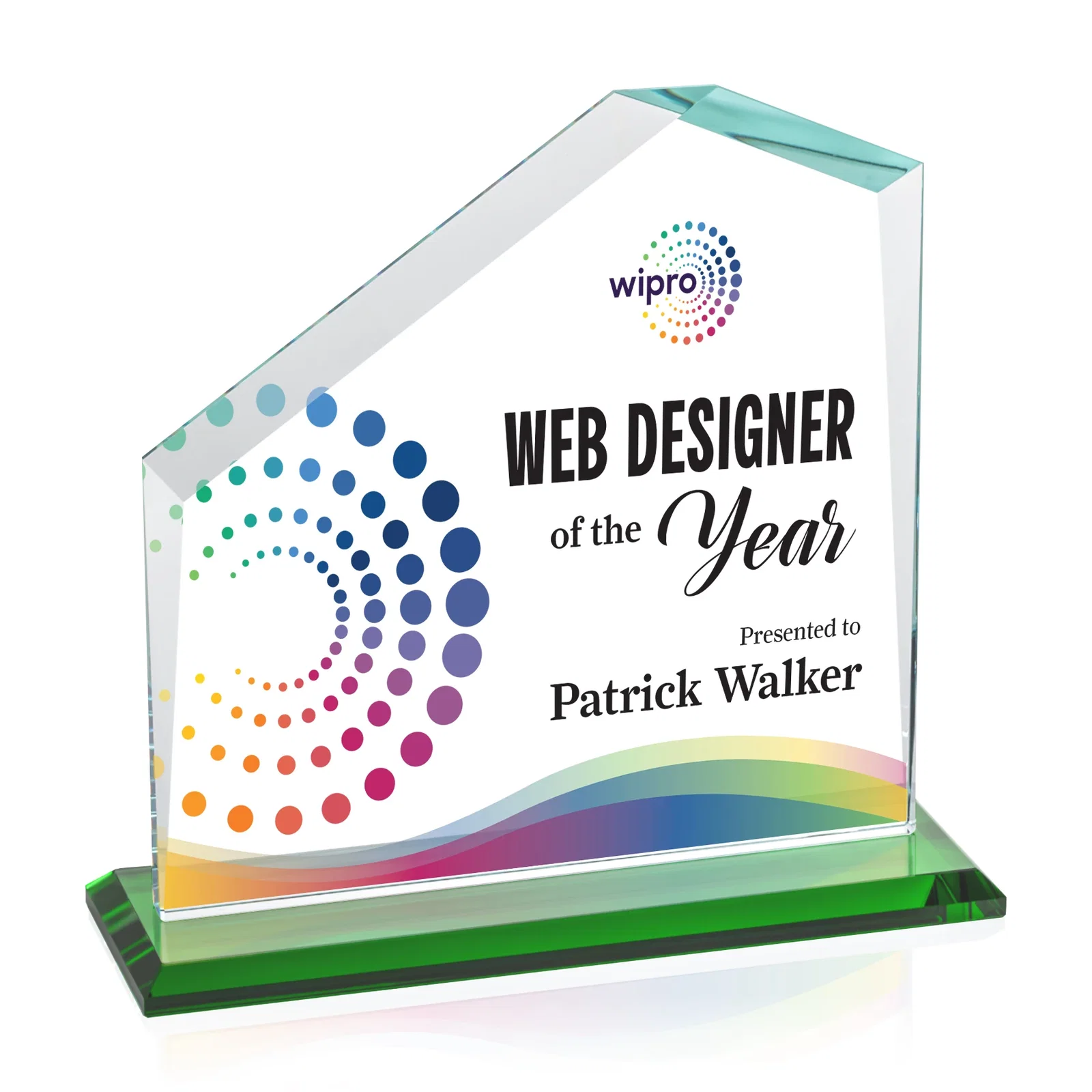 Branded Starfire Crystal Real Estate Award with White Crystal Base for graduation ceremonies
