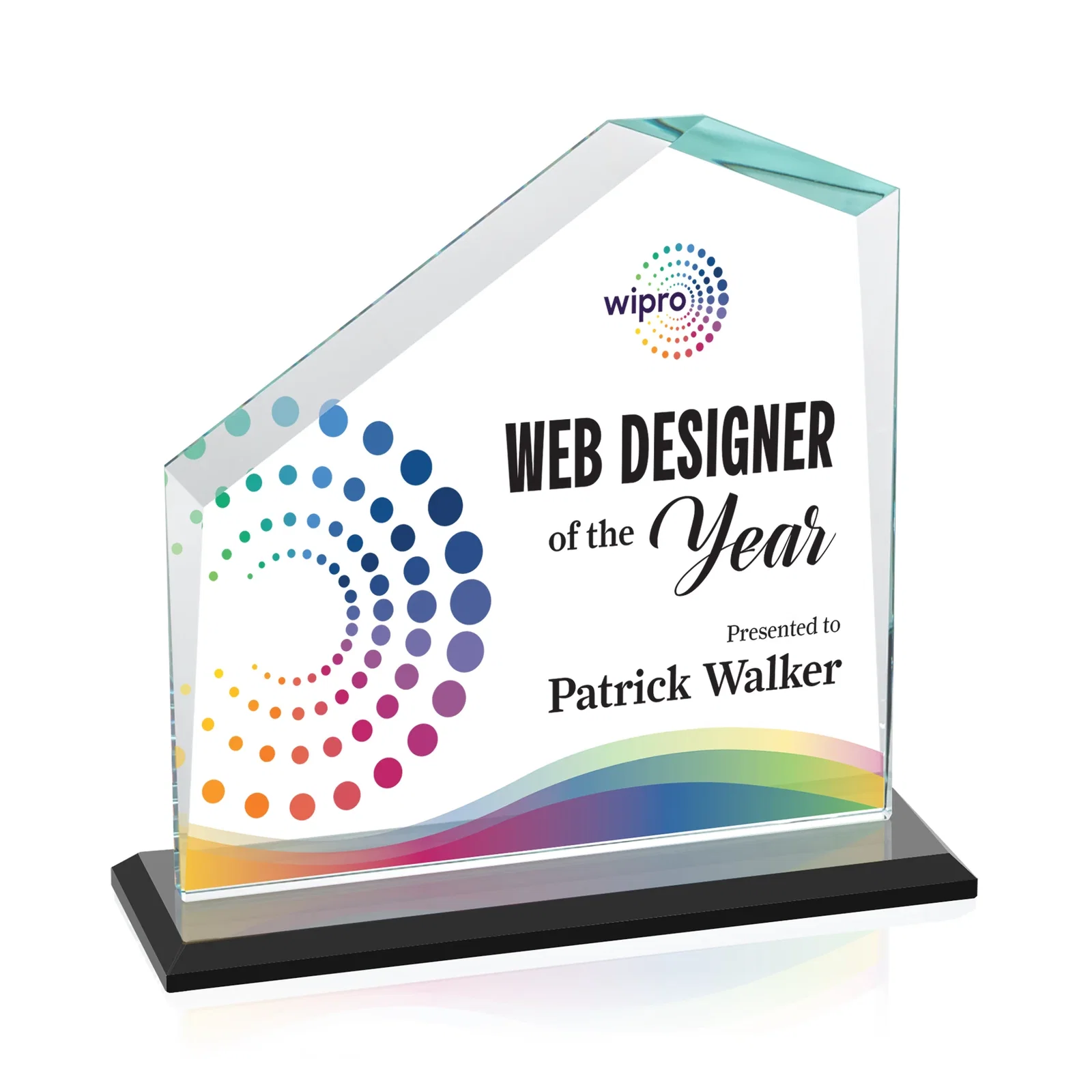Branded Starfire Crystal Real Estate Award with White Crystal Base for volunteer appreciation