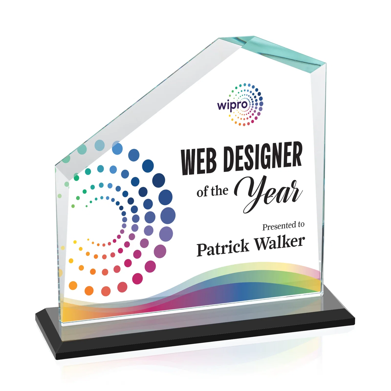 Branded Starfire Crystal Real Estate Award with White Crystal Base for dealer and partner awards