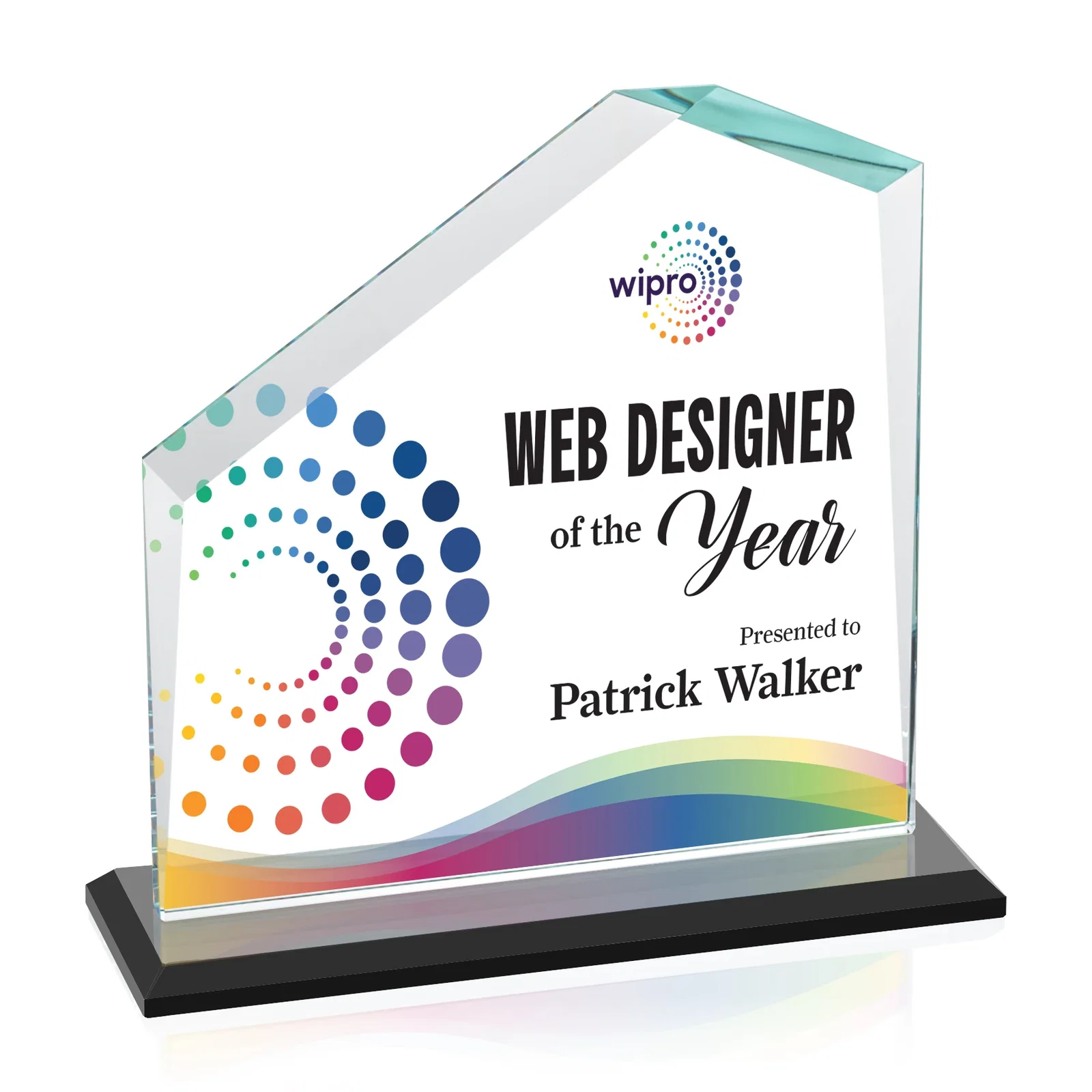 Branded Starfire Crystal Real Estate Award with White Crystal Base for company anniversary events