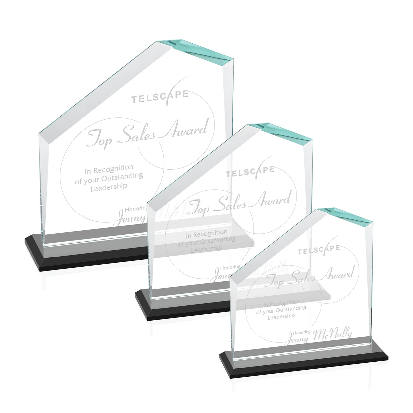 Custom Starfire Crystal Real Estate Award with White Crystal Base for retirement presentations