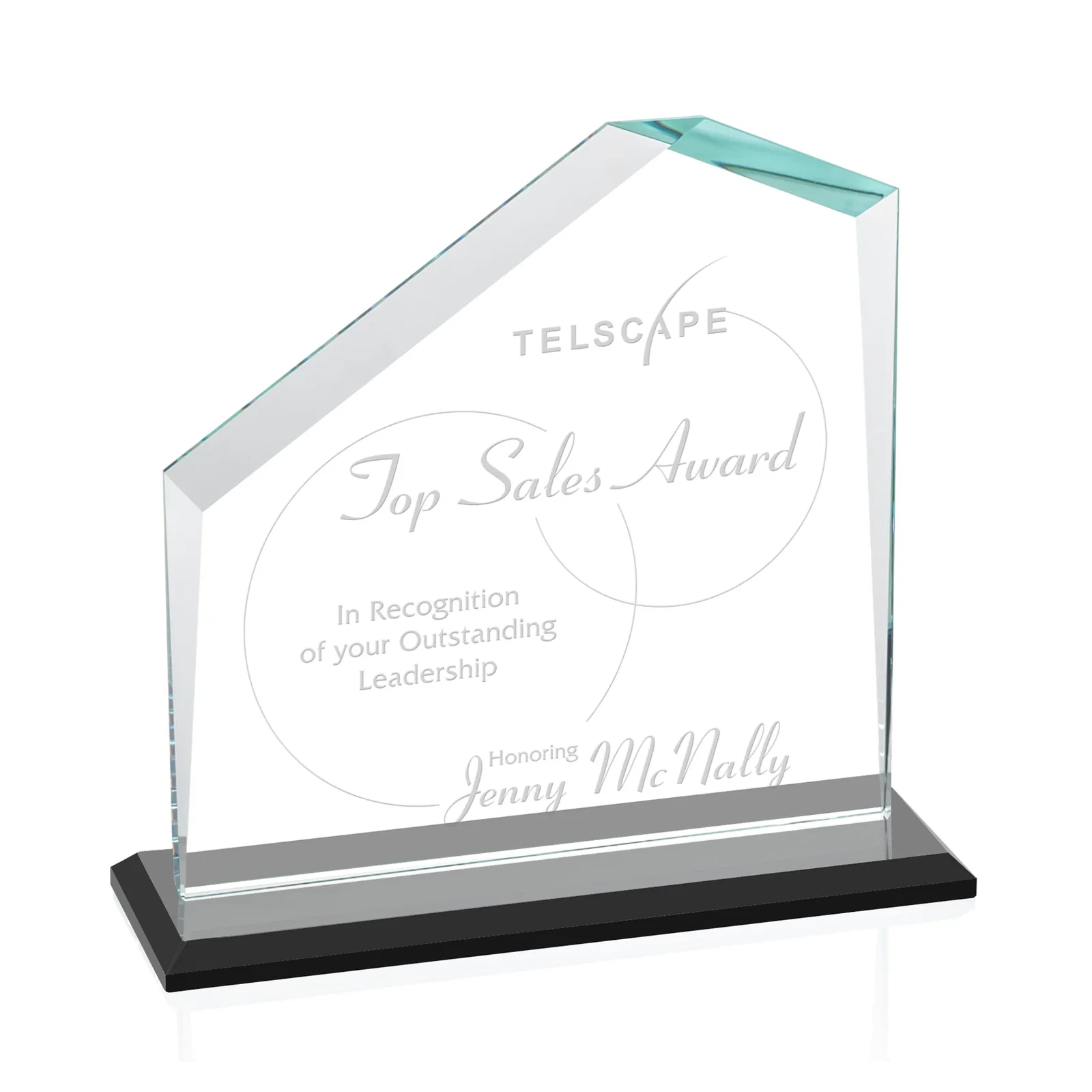 Custom Starfire Crystal Real Estate Award with White Crystal Base for team milestone celebrations
