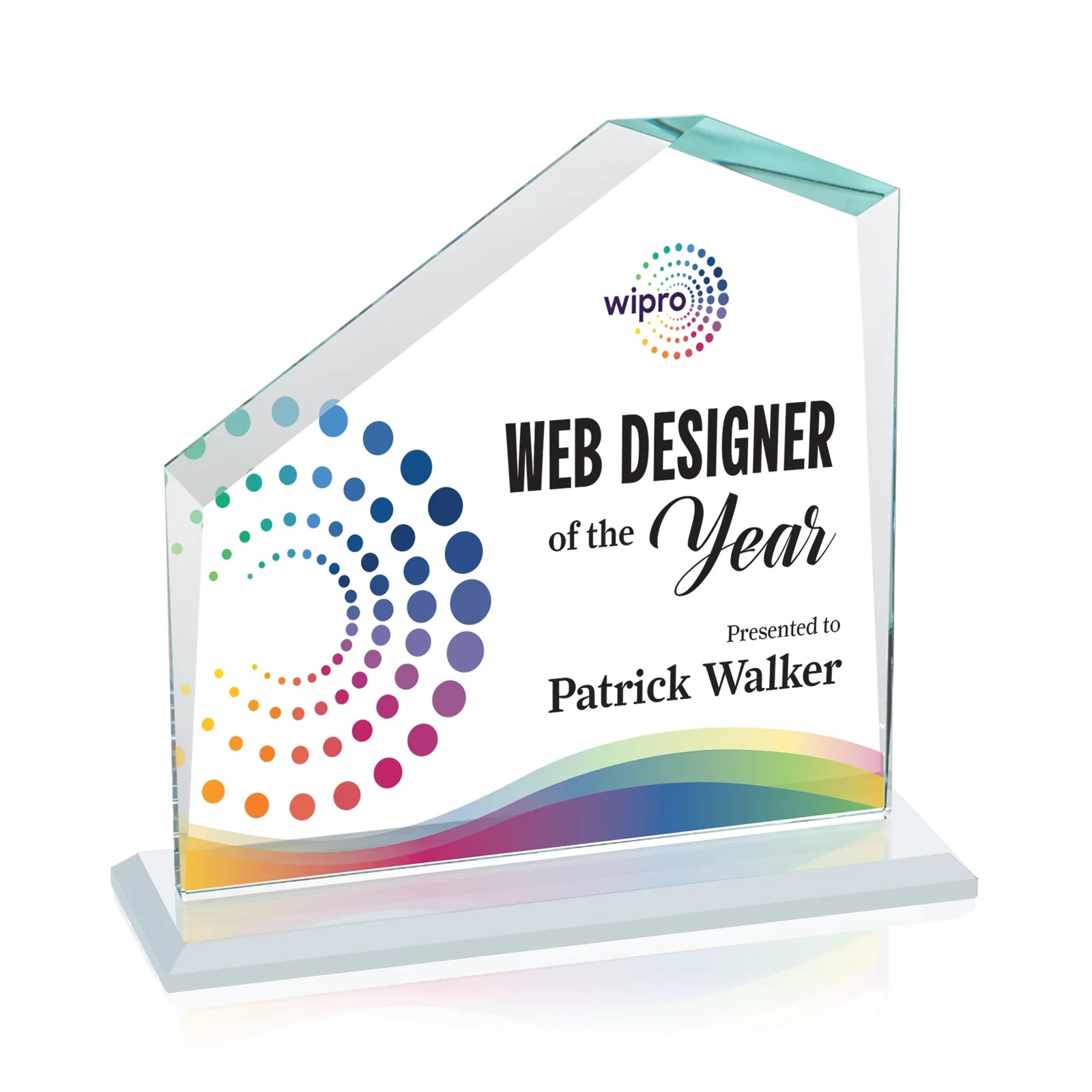 Customized Starfire Crystal Real Estate Award with White Crystal Base for corporate award ceremonies