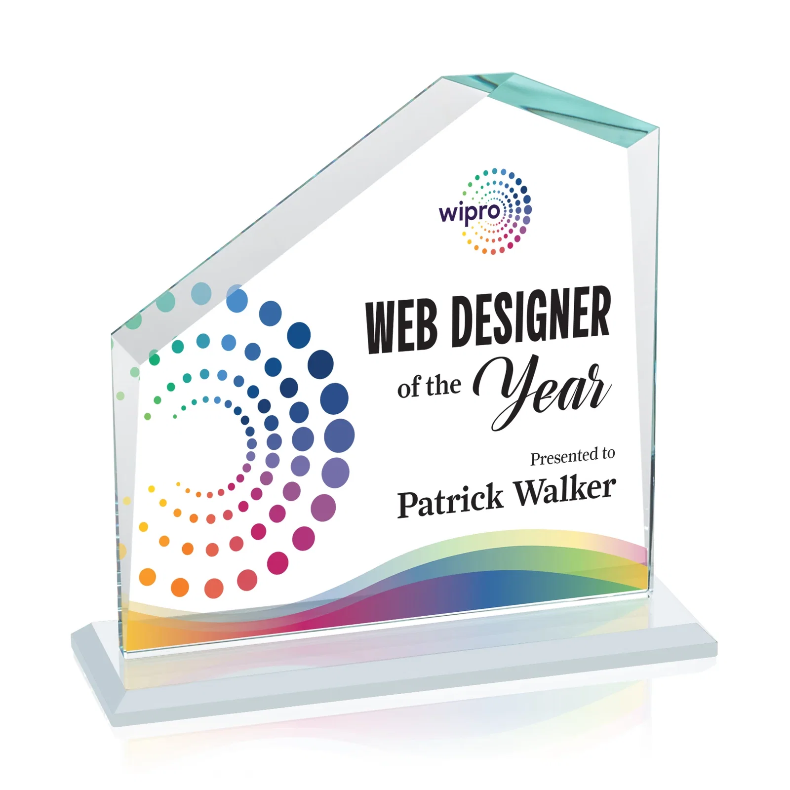 Customized Starfire Crystal Real Estate Award with White Crystal Base for service anniversary gifts