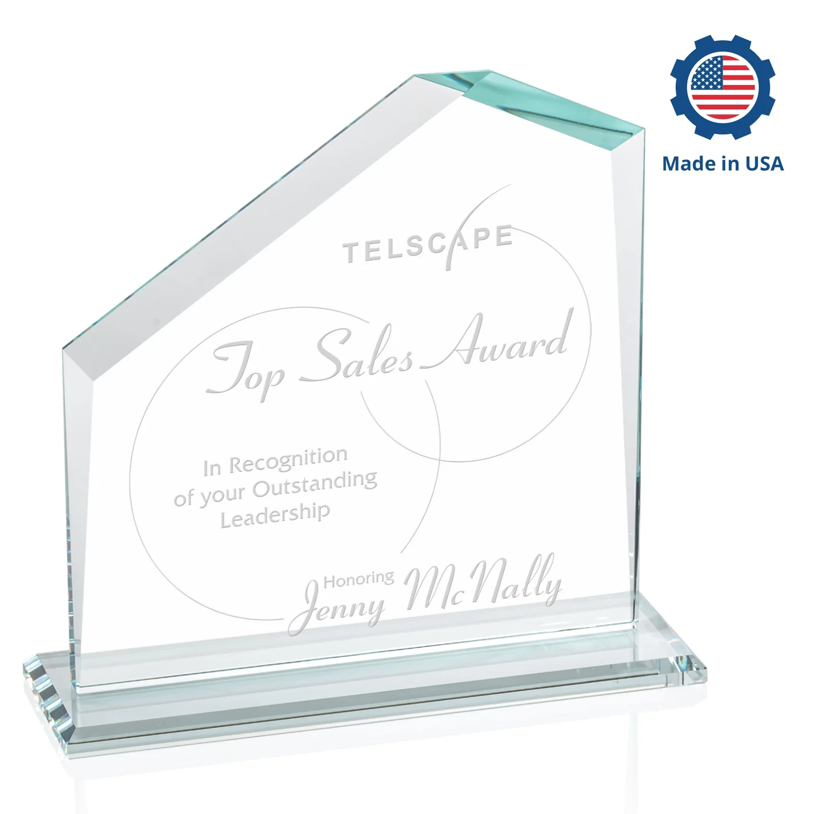 Customized Starfire Crystal Real Estate Award with White Crystal Base for graduation ceremonies