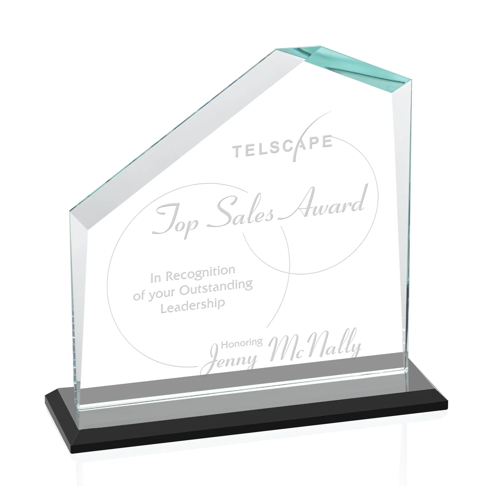 Custom Starfire Crystal Real Estate Award with White Crystal Base for donor appreciation