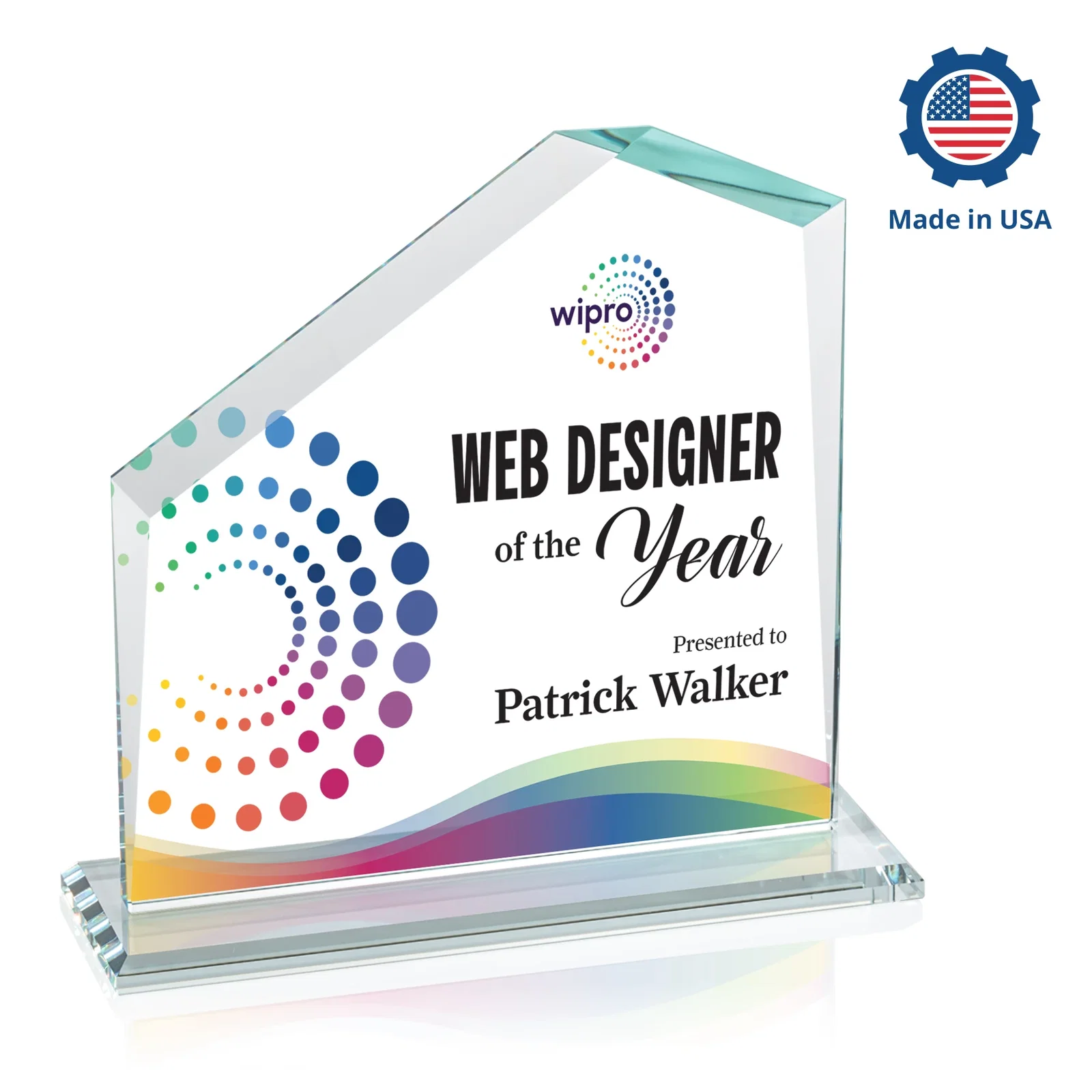 Customized Starfire Crystal Real Estate Award with White Crystal Base for volunteer appreciation