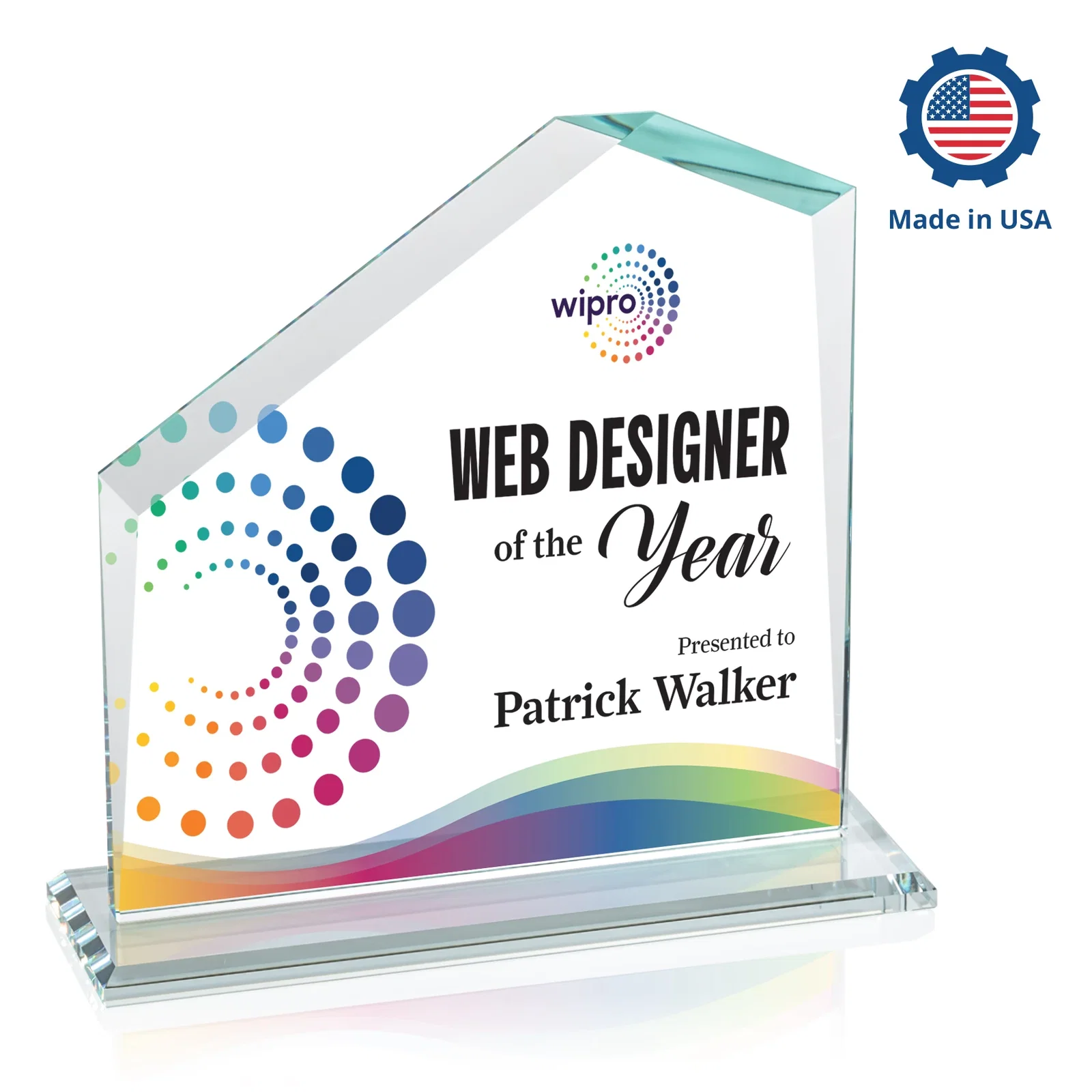 Customized Starfire Crystal Real Estate Award with White Crystal Base for dealer and partner awards