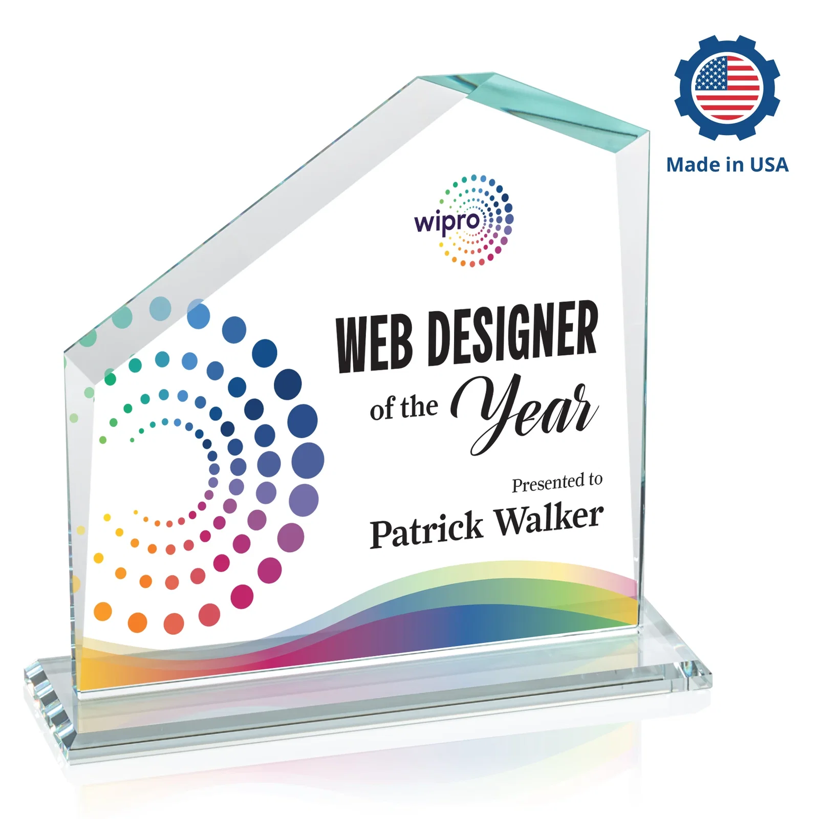 Customized Starfire Crystal Real Estate Award with White Crystal Base for company anniversary events