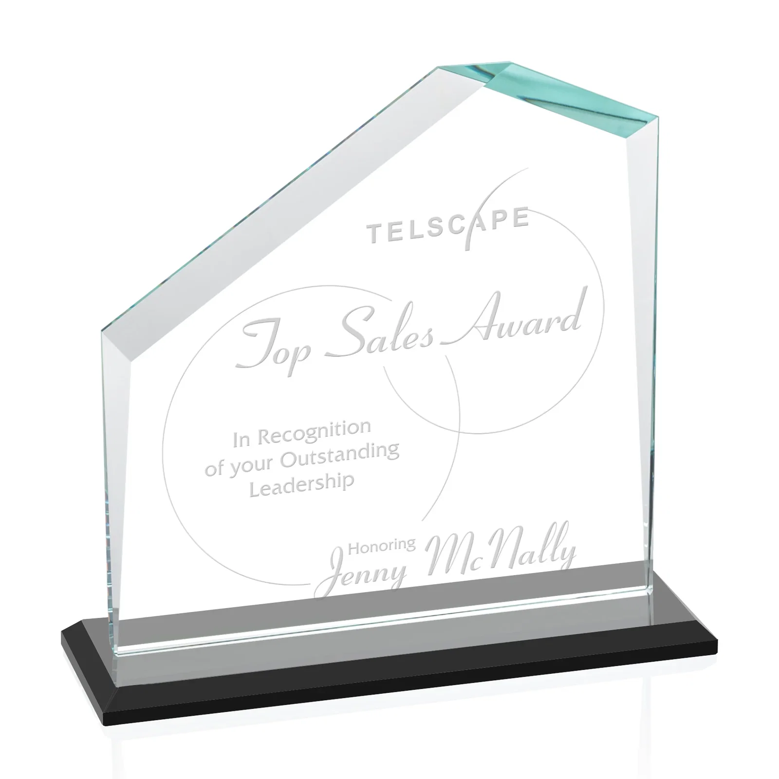 Custom Starfire Crystal Real Estate Award with White Crystal Base for graduation ceremonies