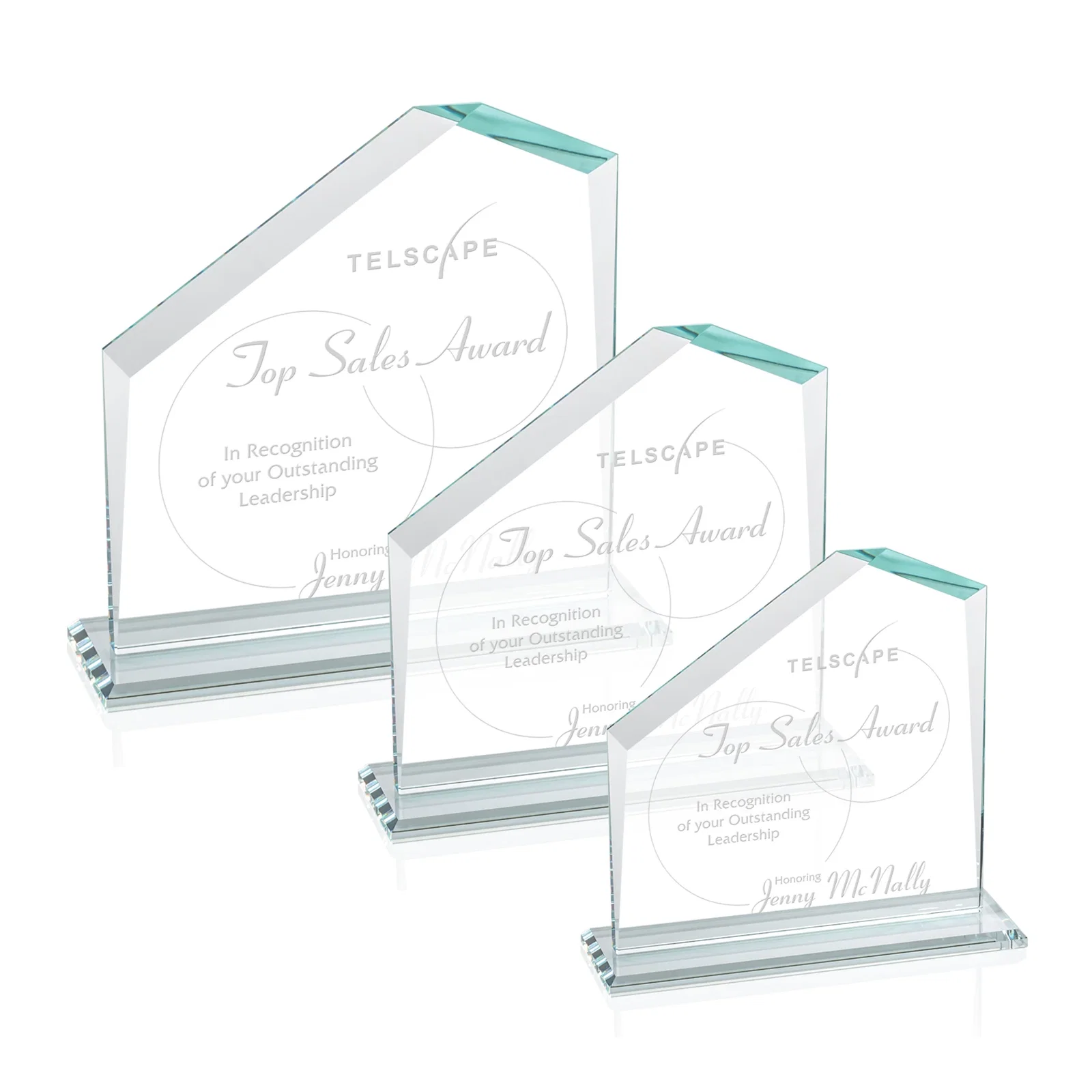 Custom Starfire Crystal Real Estate Award with White Crystal Base for safety achievement programs