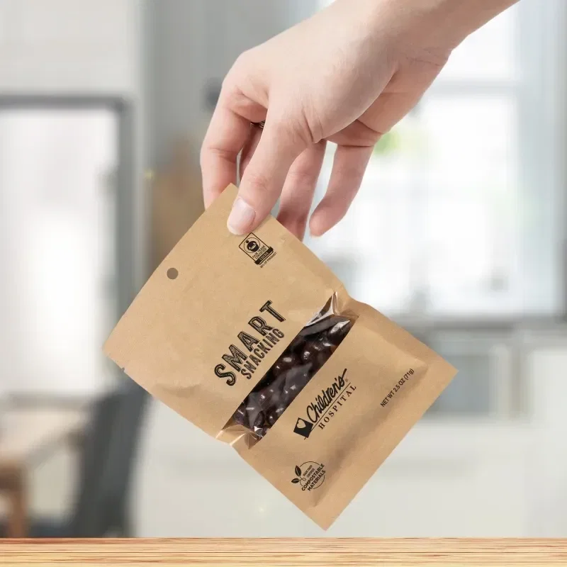 FairTrade Dark Chocolate Almonds in Compostable Kraft Pouch — view 2