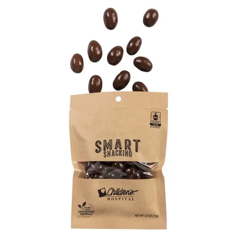 FairTrade Dark Chocolate Almonds in Compostable Kraft Pouch — view 3