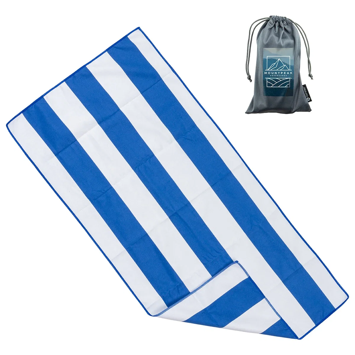 Close-up of the custom Fairway Microfiber Towel's striped edge and logo imprint area