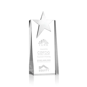 Optical Crystal Tower Award With Chrome Star Crown