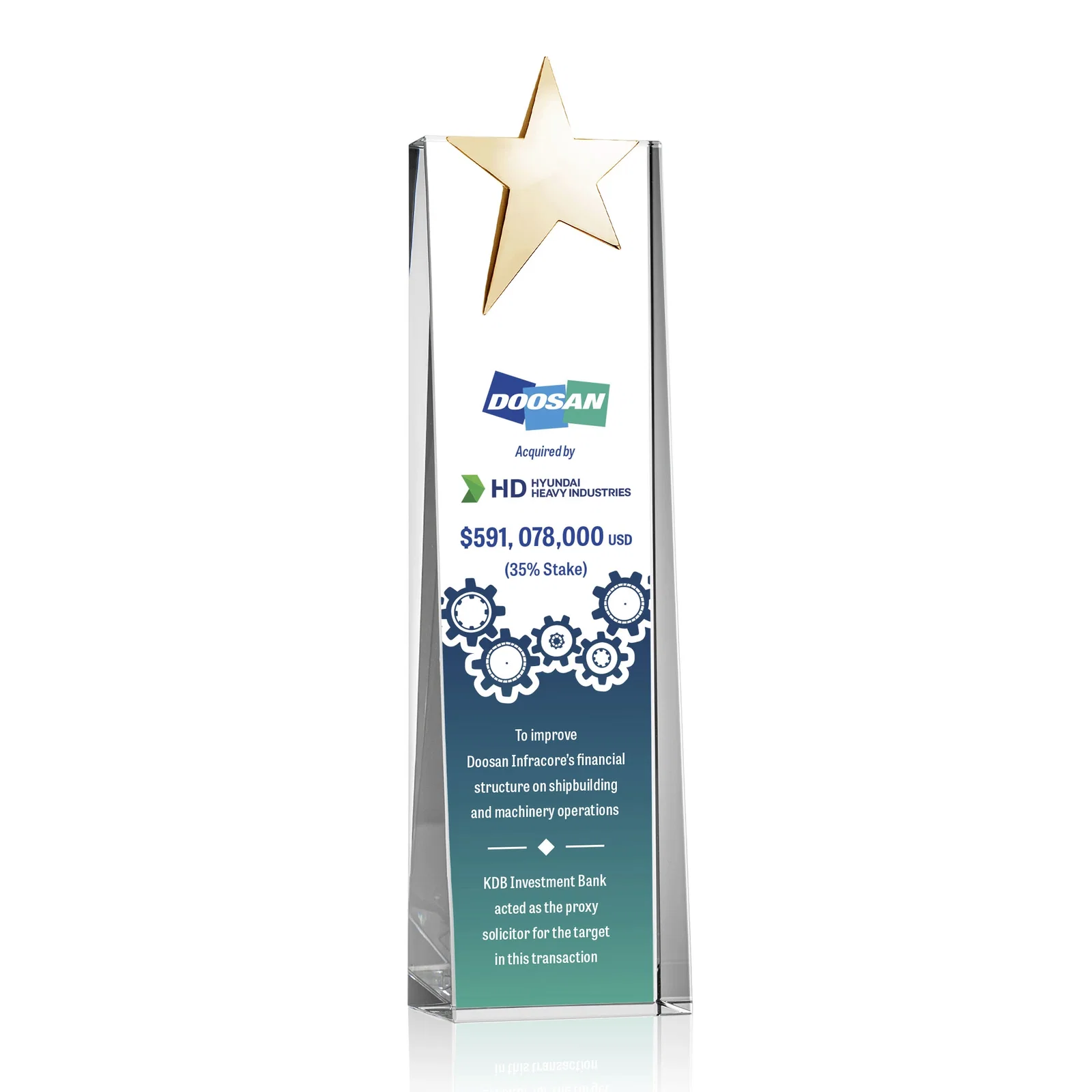 Personalized Optical Crystal Tower Award With Chrome Star Crown for graduation ceremonies