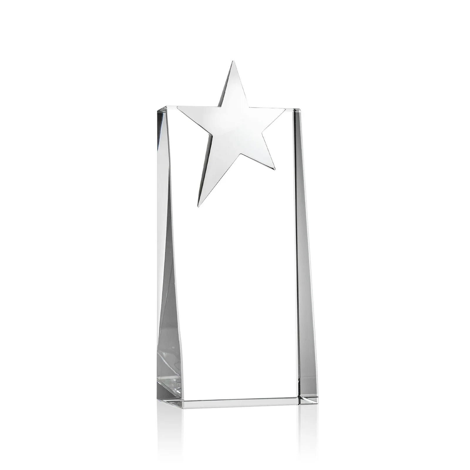Personalized Optical Crystal Tower Award With Chrome Star Crown for volunteer appreciation