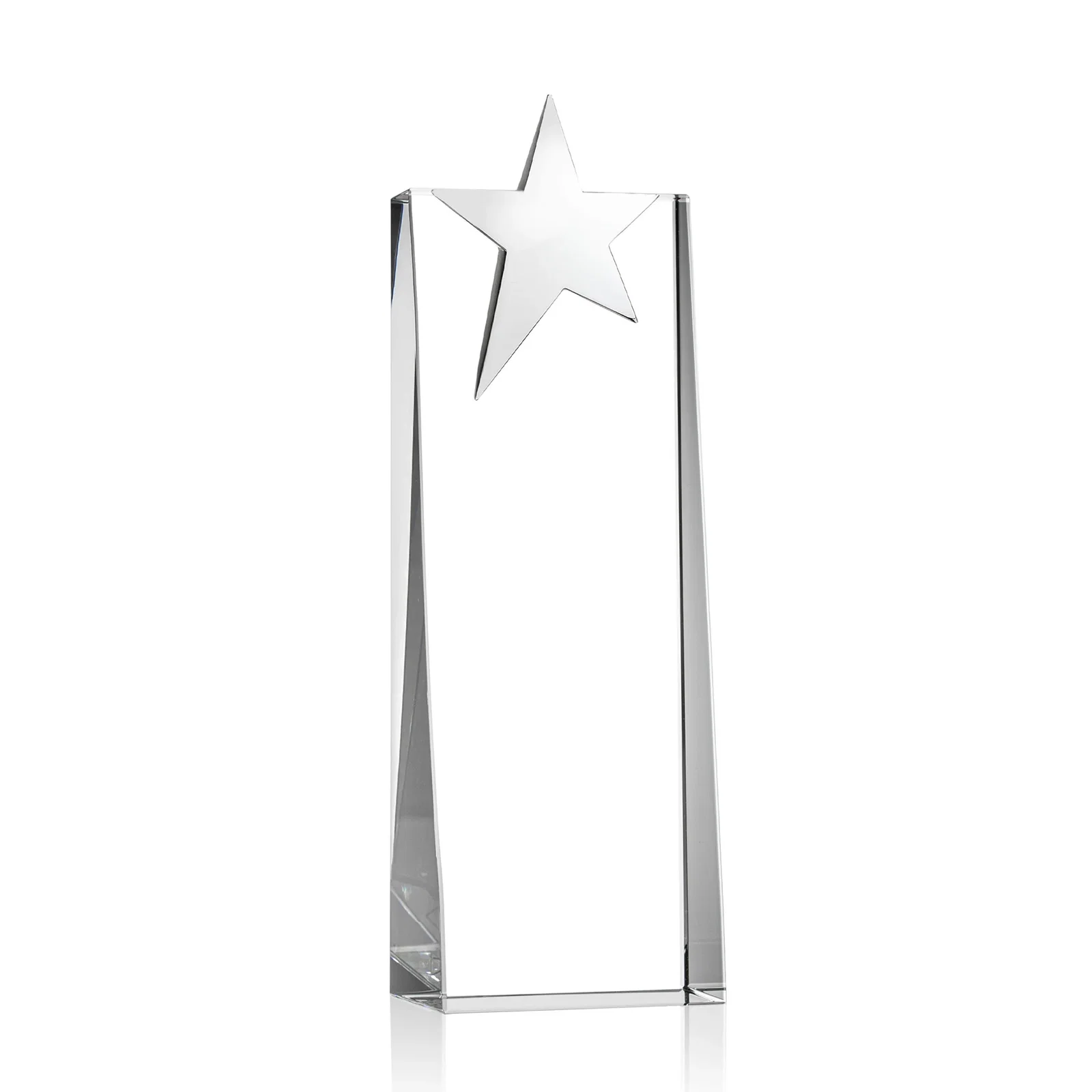 Personalized Optical Crystal Tower Award With Chrome Star Crown for dealer and partner awards