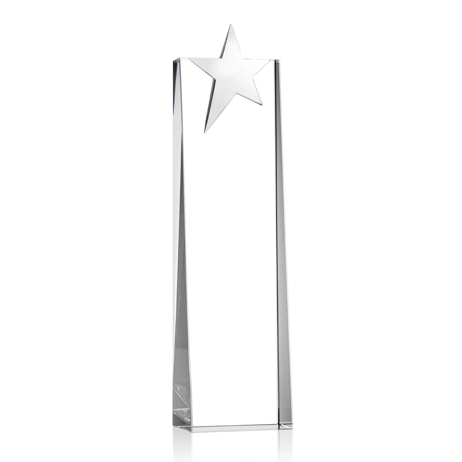 Personalized Optical Crystal Tower Award With Chrome Star Crown for company anniversary events