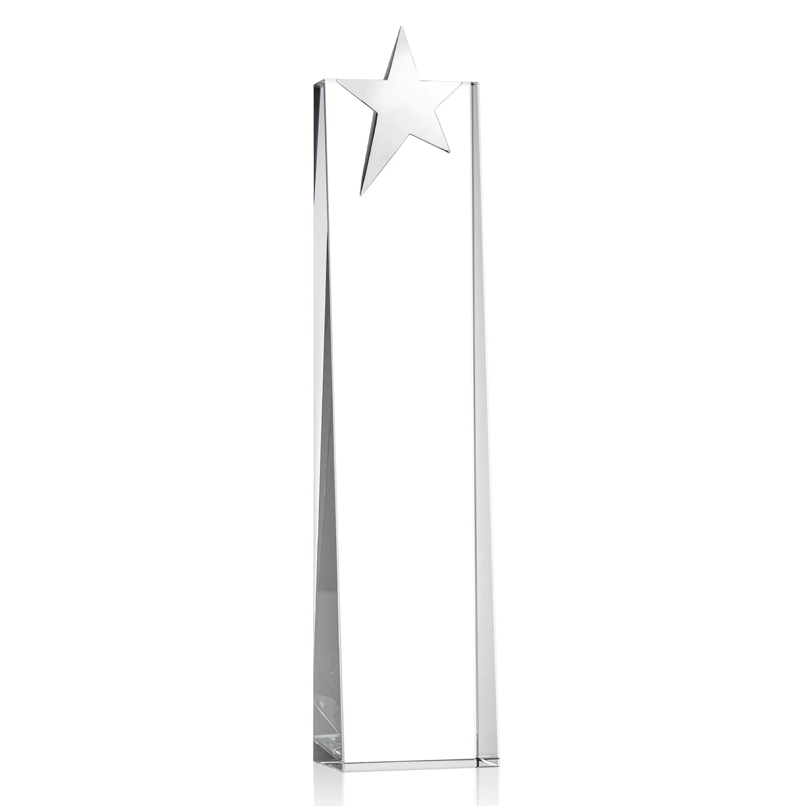 Promotional Optical Crystal Tower Award With Chrome Star Crown for employee recognition