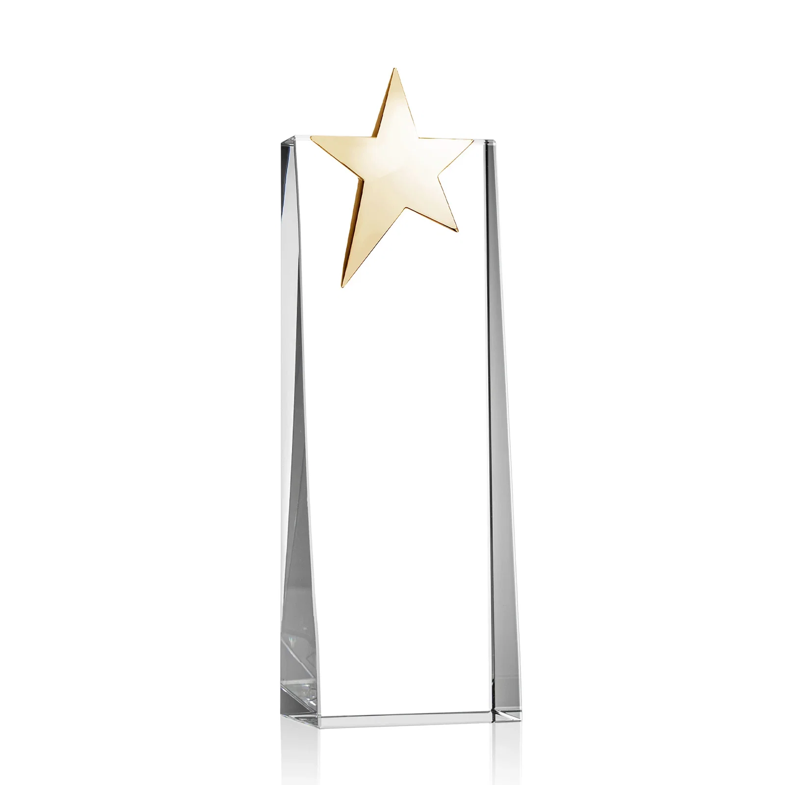 Promotional Optical Crystal Tower Award With Chrome Star Crown for corporate award ceremonies