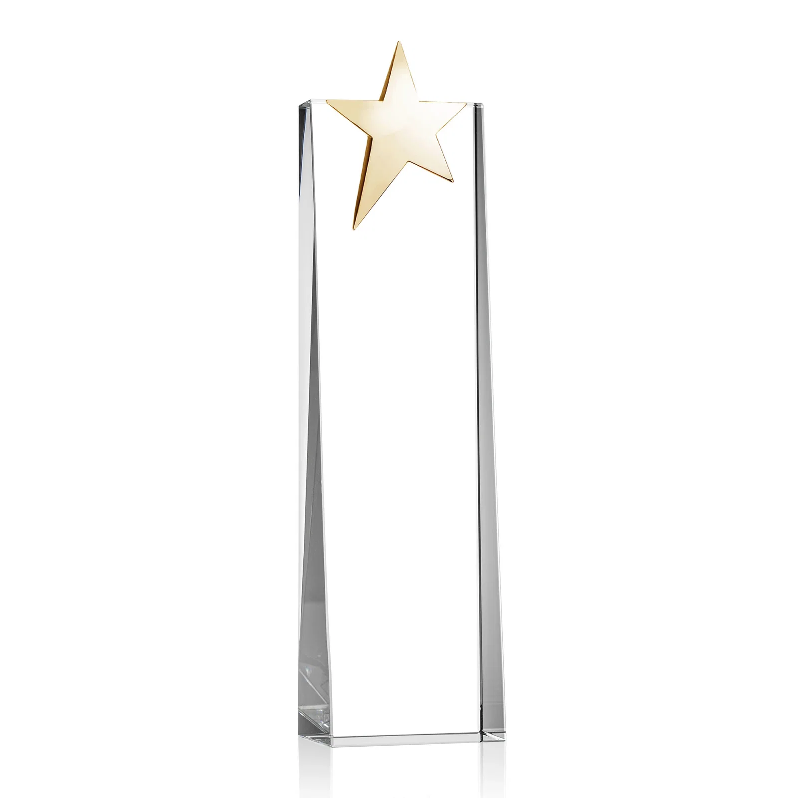 Promotional Optical Crystal Tower Award With Chrome Star Crown for service anniversary gifts