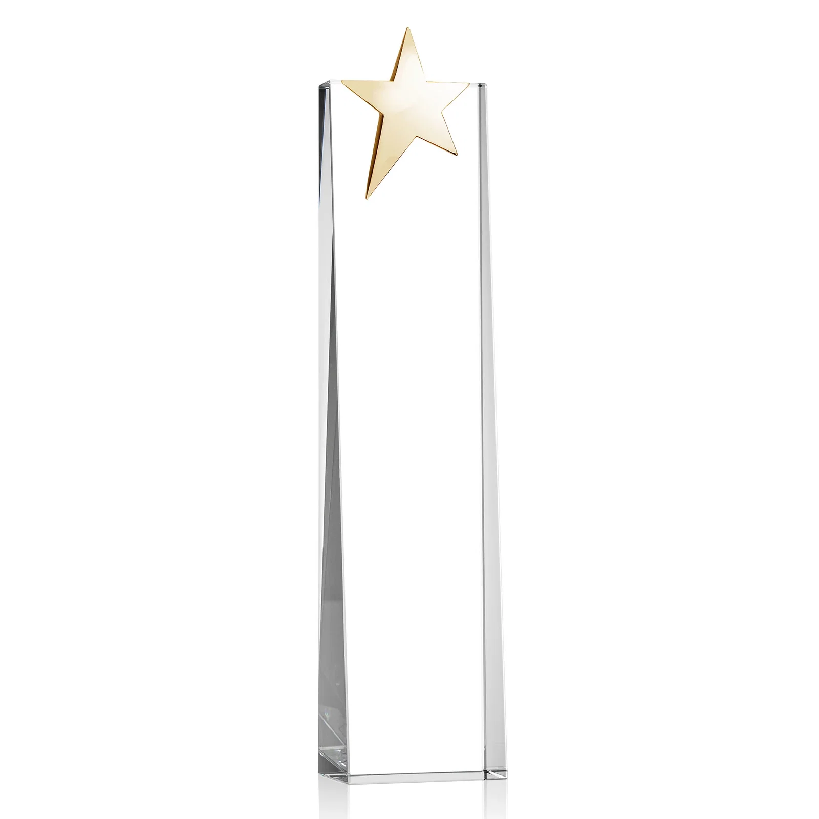Promotional Optical Crystal Tower Award With Chrome Star Crown for sales achievement awards