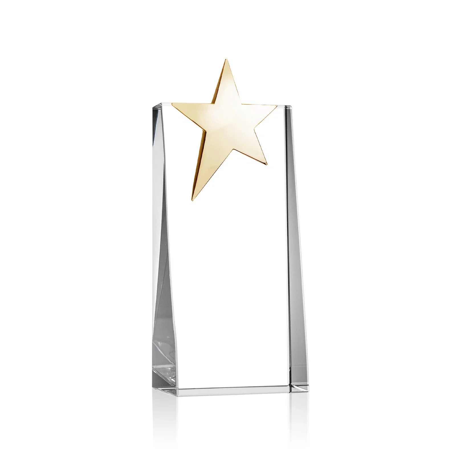 Promotional Optical Crystal Tower Award With Chrome Star Crown for retirement presentations