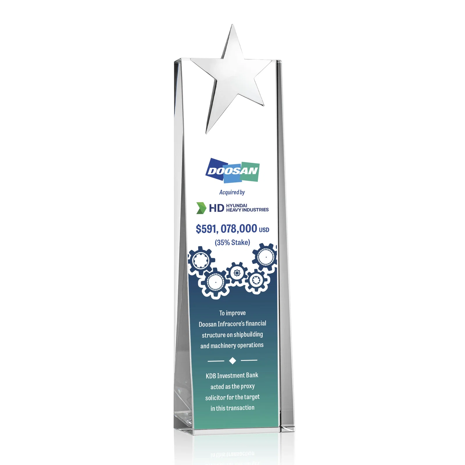 Custom Optical Crystal Tower Award With Chrome Star Crown for safety achievement programs