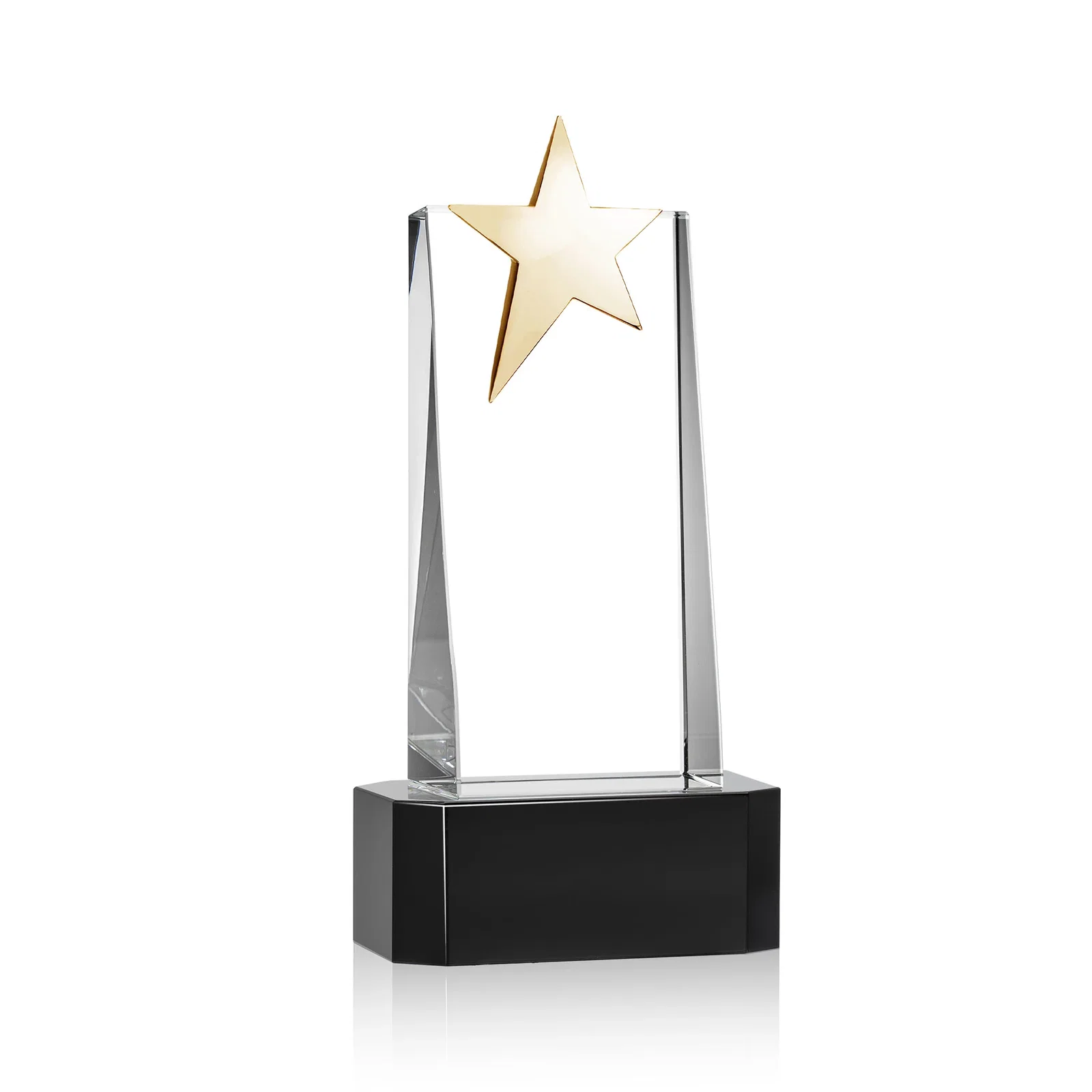 Personalized Optical Crystal Tower Award with Chrome Star Crown on Thick Base, with your logo for safety achievement programs