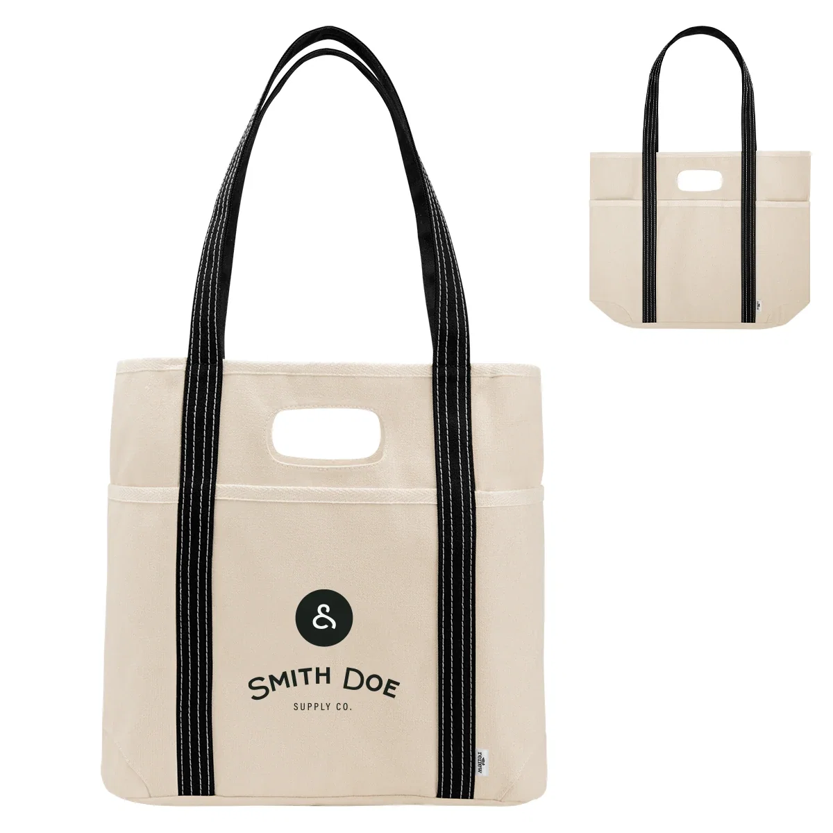 Longer strap resting over a shoulder while shopping