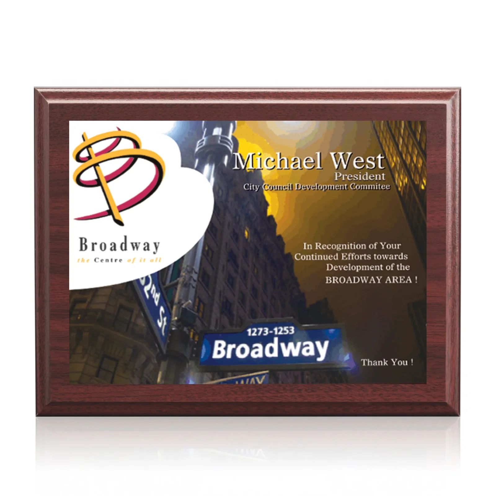 Personalized Full Color Sublimated Plate Plaque on Laminate for volunteer appreciation