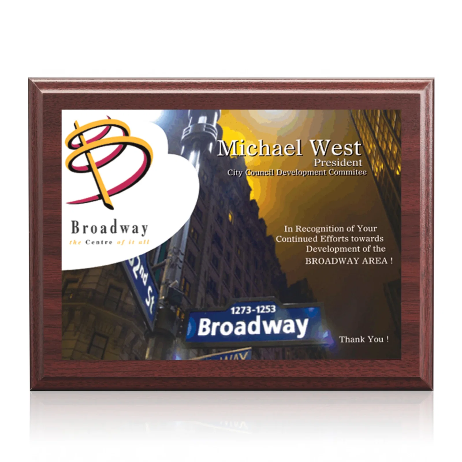 Personalized Full Color Sublimated Plate Plaque on Laminate for dealer and partner awards