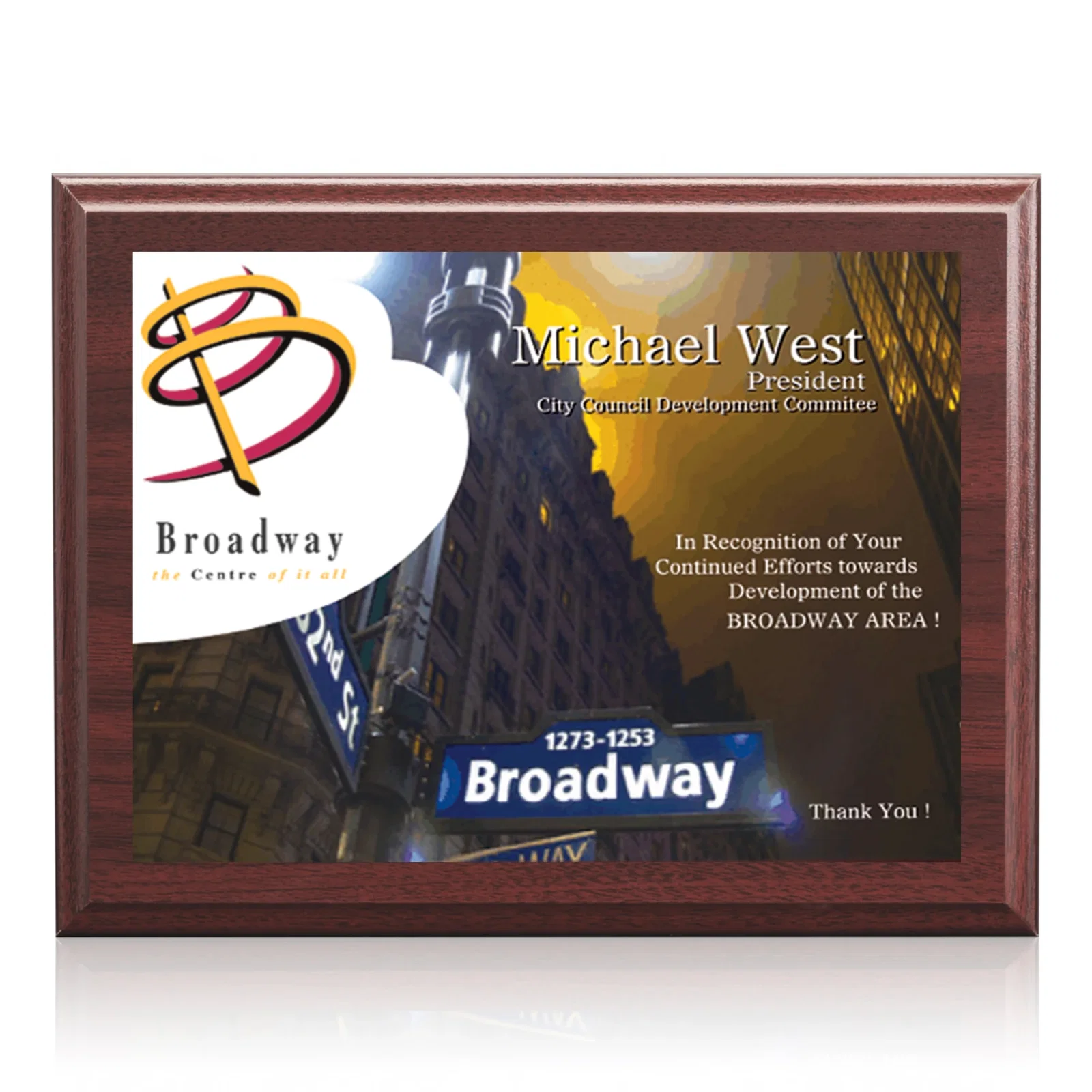 Personalized Full Color Sublimated Plate Plaque on Laminate for company anniversary events