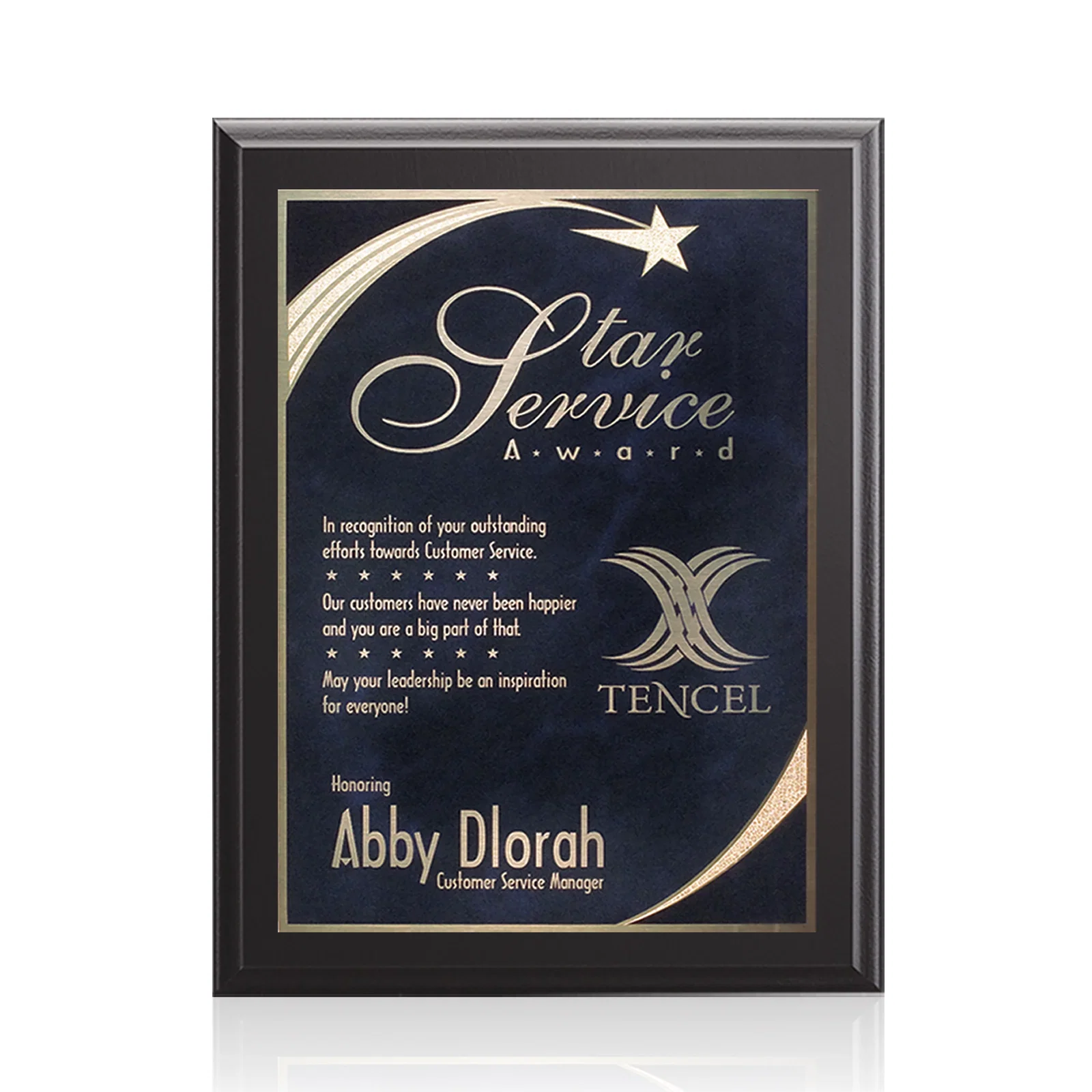 Custom Laminate Wall Plaque with Star-Engraved Brass Plate for corporate award ceremonies