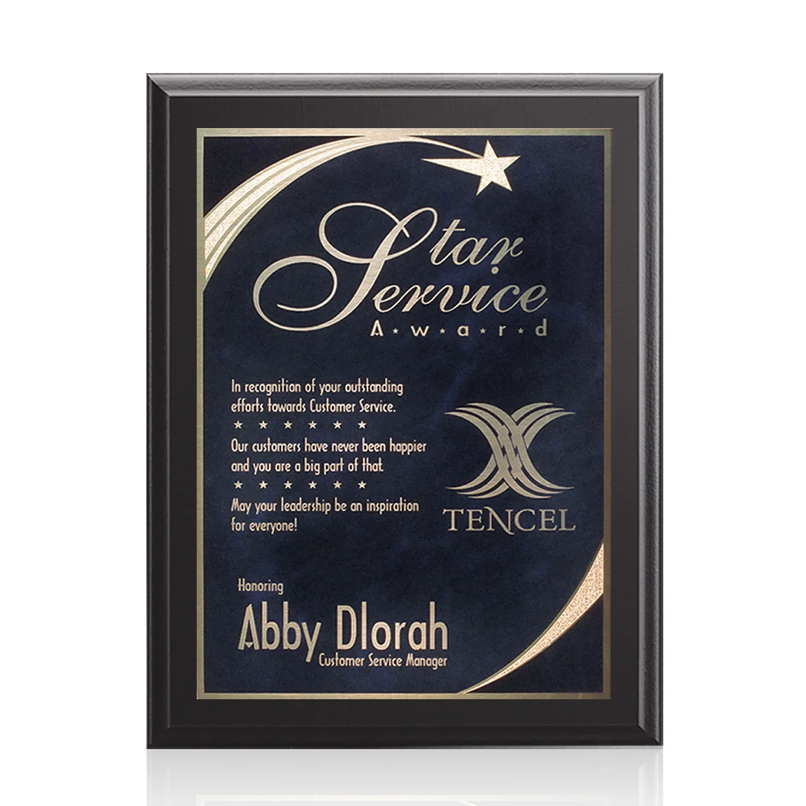 Custom Laminate Wall Plaque with Star-Engraved Brass Plate for service anniversary gifts