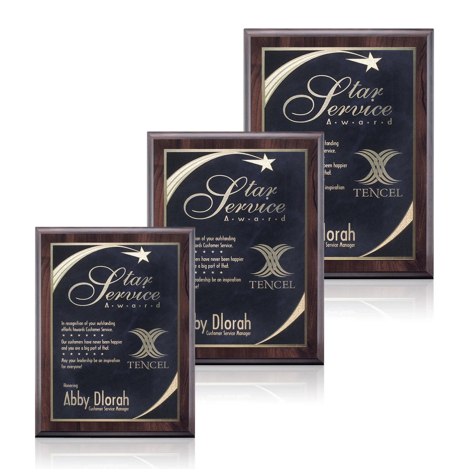 Custom Laminate Wall Plaque with Star-Engraved Brass Plate for retirement presentations