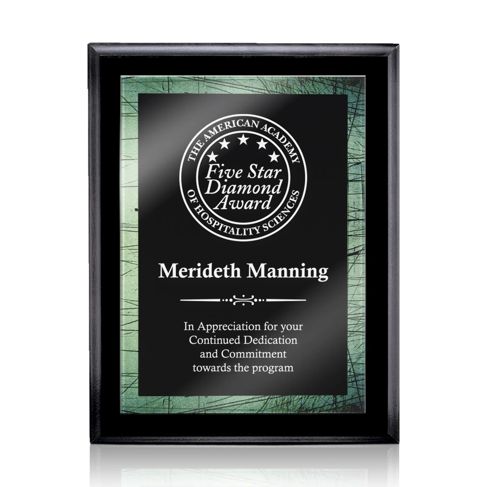 Custom Solid Acrylic Panel Wall Plaque with Five-Color Laminate Base for retirement presentations