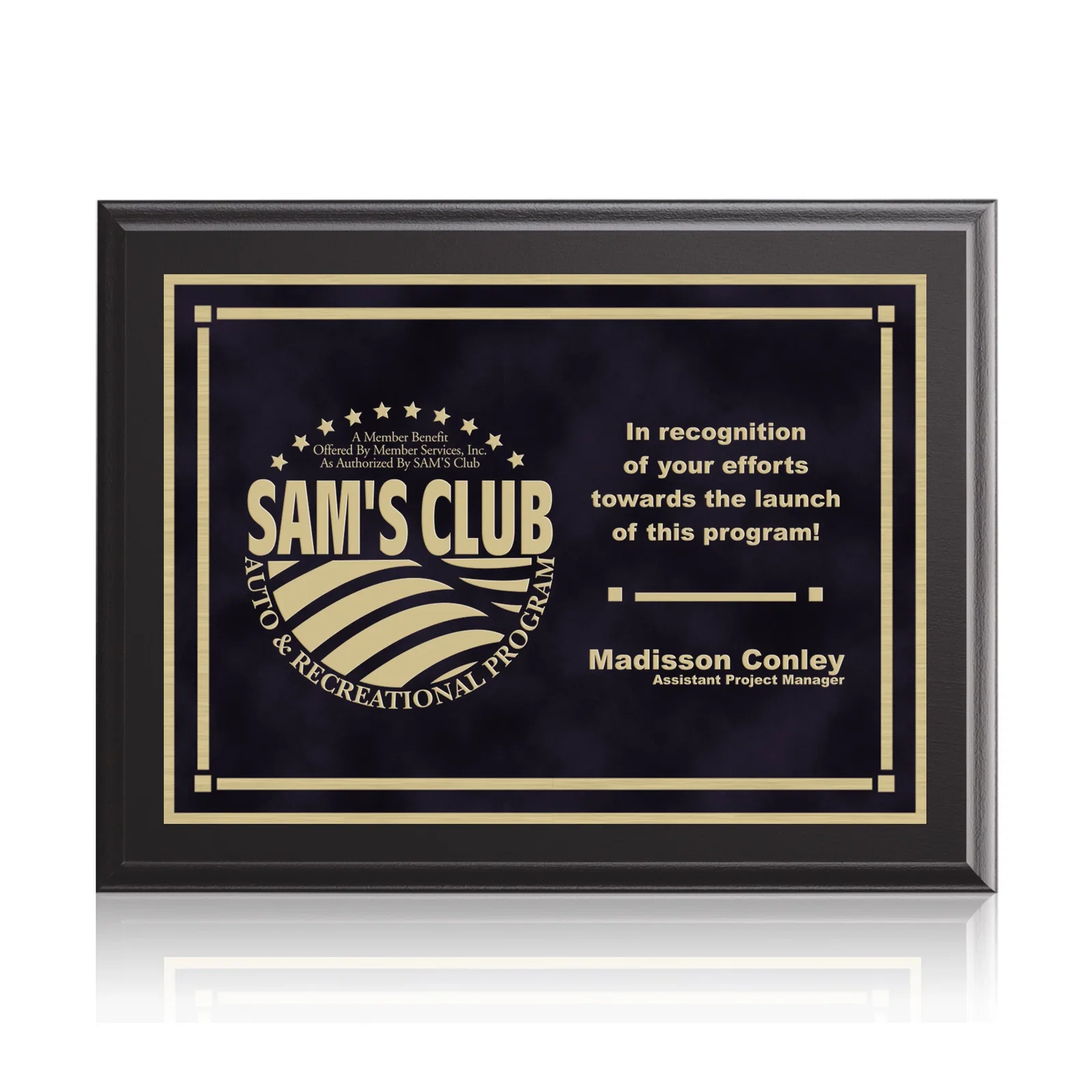 Custom Black Laminate Wall Plaque with Inset Brass Plate for volunteer appreciation