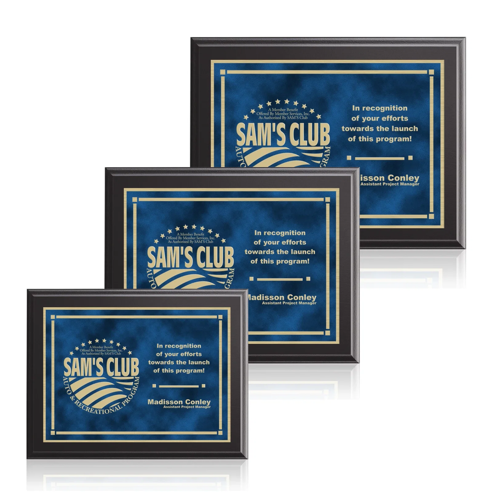 Custom Black Laminate Wall Plaque with Inset Brass Plate for retirement presentations