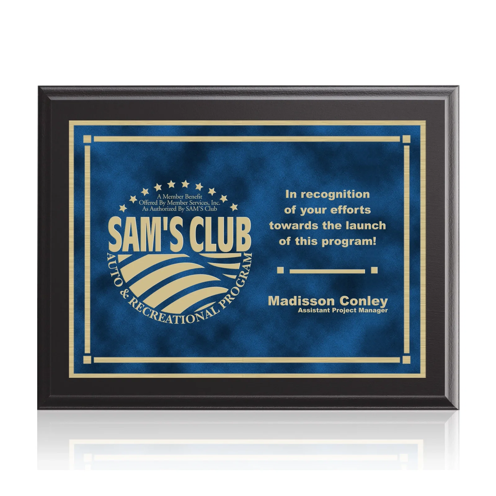 Custom Black Laminate Wall Plaque with Inset Brass Plate for donor appreciation