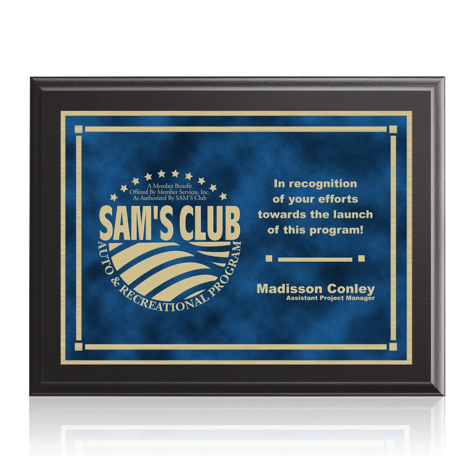 Custom Black Laminate Wall Plaque with Inset Brass Plate for graduation ceremonies